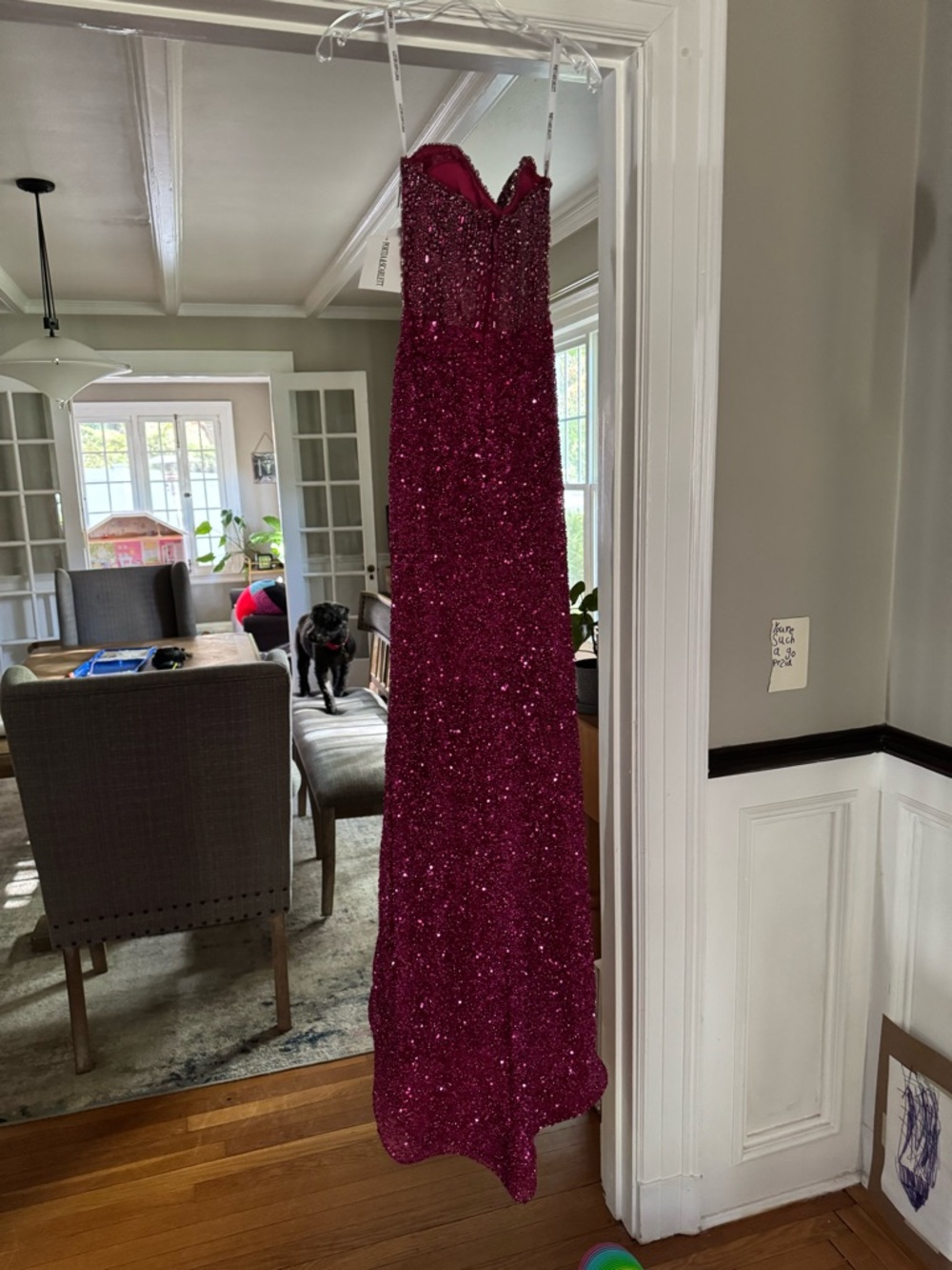 Portia and Scarlett Strapless Fuchsia Sequin Corset Gown PS24850C - Picture 4 of 8